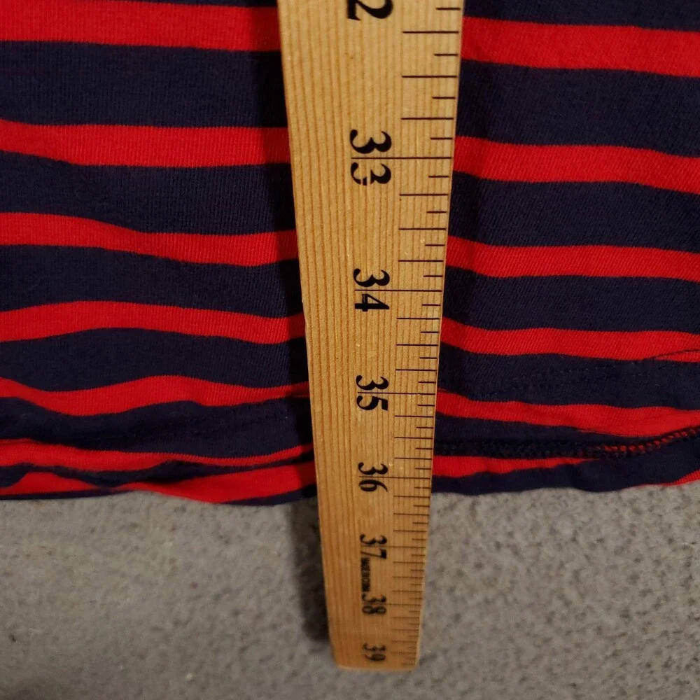 Michael Kors Lace Up Neck Dress Womens XL Shift Knit Striped Red Blue